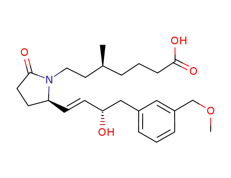 Molecular Structure of 494221-65-7 ((5S)-7-((2R)-2-{(1E,3S)-3-hydroxy-4-[3-(methoxymethyl)phenyl]but-1-enyl}-5-oxopyrrolidin-1-yl)-5-methylheptanoic acid)