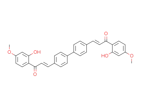 Molecular Structure of 1266348-25-7 ((2E,2′E)-3,3′-([1,1′-biphenyl]-4,4′-diyl)bis(1-(2-hydroxy-4-methoxyphenyl)prop-2-en-1-one))