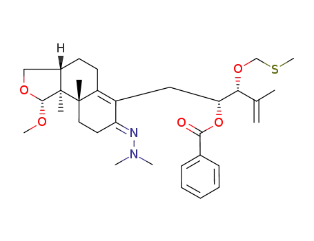 Benzoic acid (1R,2R)-1-[(1R,3aR,9aS,9bS)-7-(dimethyl-hydrazono)-1-methoxy-9a,9b-dimethyl-1,3,3a,4,5,7,8,9,9a,9b-decahydro-naphtho[1,2-c]furan-6-ylmethyl]-3-methyl-2-methylsulfanylmethoxy-but-3-enyl ester