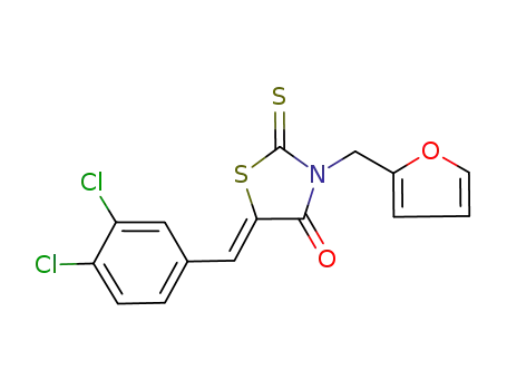 Molecular Structure of 324568-35-6 (5-(3,4-dichlorobenzylidene)-3-(2-furylmethyl)-2-thioxo-1,3-thiazolidin-4-one)