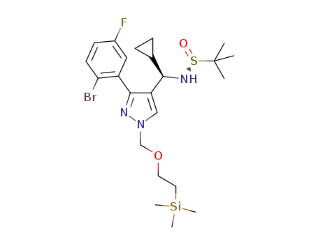 (S)-N-((R)-(3-(2-bromo-5-fluorophenyl)-1-((2-(trimethylsilyl)ethoxy)methyl)-1H-pyrazole-4-yl)(cyclopropyl)methyl)-2-methylpropane-2-sulfonamide