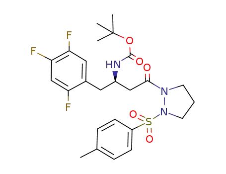 Molecular Structure of 939964-28-0 ((R)-[3-oxo-3-(2-(toluene-4-sulfonyl)pyrazolidin-1-yl)-1-(2,4,5-trifluorbenzyl)propyl]carbamic acid tert-butyl ester)