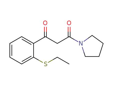 Molecular Structure of 1353047-14-9 (3-(2-ethylsulfanylphenyl)-1-(pyrrolidin-1-yl)propane-1,3-dione)
