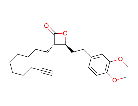 Molecular Structure of 1351669-43-6 ((3S,4S)-3-(dec-9-ynyl)-4-(3,4-dimethoxyphenetyl)oxetan-2-one)