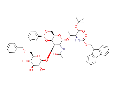 N-fluorenylmethoxycarbonyl-O-(2-acetamido-2-deoxy-4,6-O-benzylidene-3-O-[6-O-benzyl-β-D-galactopyranosyl]-α-D-galactopyranosyl)-L-threonine tert-butyl ester