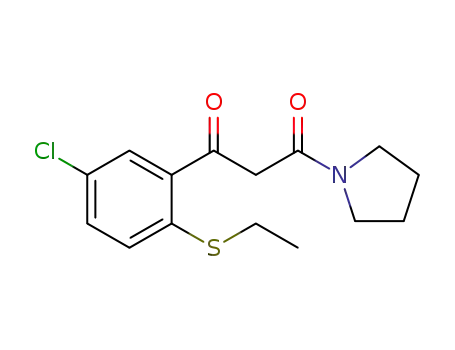 Molecular Structure of 1353047-20-7 (1-(5-chloro-2-ethylsulfanylphenyl)-3-(pyrrolidin-1-yl)propane-1,3-dione)