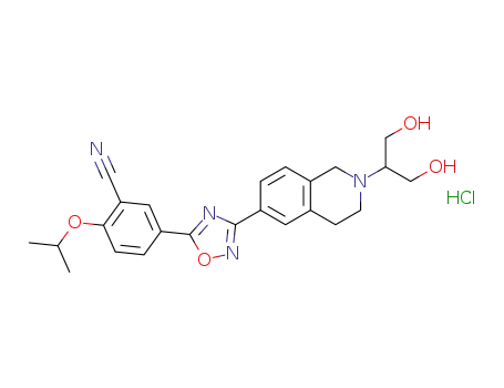 Molecular Structure of 1333996-68-1 (5-(3-(2-(1,3-dihydroxypropan-2-yl)-1,2,3,4-tetrahydroisoquinolin-6-yl)-1,2,4-oxadiazol-5-yl)-2-isopropoxybenzonitrile hydrochloride)