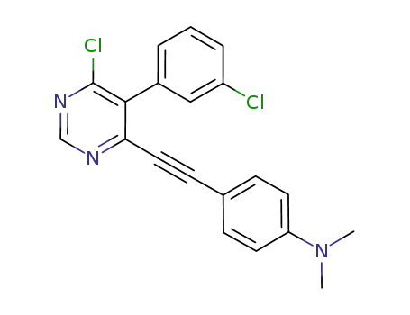 Molecular Structure of 926008-67-5 (Benzenamine,
4-[2-[6-chloro-5-(3-chlorophenyl)-4-pyrimidinyl]ethynyl]-N,N-dimethyl-)