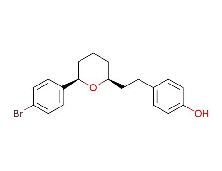 Molecular Structure of 1357255-90-3 (4-{2-[(2S,6R)-6-(4-bromophenyl)tetrahydro-2H-pyran-2-yl]ethyl}phenol)