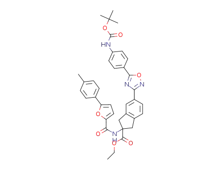5-[5-(4-tert-butoxycarbonylamino-phenyl)-[1,2,4]oxadiazol-3-yl]-2-[(5-p-tolyl-furan-2-carbonyl)-amino]-indan-2-carboxylic acid ethyl ester