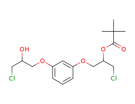 Molecular Structure of 1346435-44-6 (2,2-dimethyl-propionic acid 2-[3-(3-chloro-2-hydroxy-propoxy)-phenoxy]-1-chloromethyl-ethyl ester)