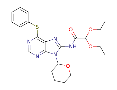 2,2-diethoxy-N-(6-(phenylthio)-9-(tetrahydro-2H-pyran-2-yl)-9H-purin-8-yl)acetamide