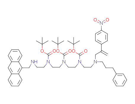 {2-[(anthracen-9-ylmethyl)amino]ethyl}-(2-{tert-butoxycarbonyl-[2-(tert-butoxycarbonyl-{2-[[2-(4-nitrophenyl)allyl]-(3-phenylpropyl)amino]ethyl}amino)ethyl]amino}ethyl)carbamic acid tert-butyl ester