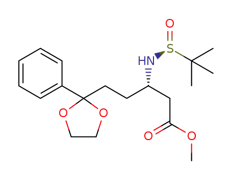 (Ss,3S)-(+)-methyl N-(tert-butylsulfinyl)-3-amino-5-(2-phenyl-1,3-dioxolan-2-yl)pentanoate