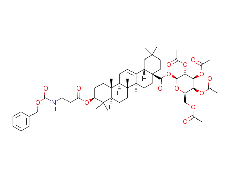 Molecular Structure of 1434557-30-8 (N-Cbz-3-(2,3,4,6-tetra-O-acetyl-β-D-galactopyranosyl olean-12-en-28-oate-3-yl)oxy-3-oxopropylamine)