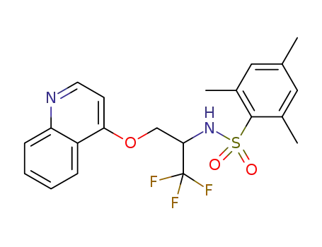 2,4,6-trimethyl-N-[2,2,2-trifluoro-1-(quinolin-4-yloxymethyl)ethyl]benzenesulfonamide