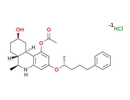 (6S,6aR,9R,10aR)-9-hydroxy-6-methyl-3-[(5-phenylpentan-2-yl)oxy]-5,6,6a,7,8,9,10,10a-octahydrophenanthridin-1-yl acetate hydrochloride (1:1)