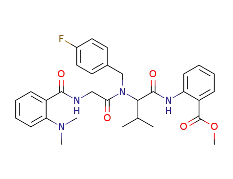 Molecular Structure of 1418290-27-3 (methyl 2-(2-(2-(2-(dimethylamino)benzamido)-N-(4-fluorobenzyl)acetamido)-3-methylbutanamido)benzoate)