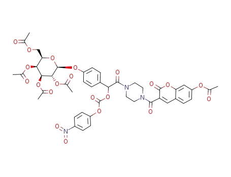 Acetic acid (2R,3S,4S,5R,6S)-3,5-diacetoxy-2-acetoxymethyl-6-{4-[2-[4-(7-acetoxy-2-oxo-2H-chromene-3-carbonyl)-piperazin-1-yl]-1-(4-nitro-phenoxycarbonyloxy)-2-oxo-ethyl]-phenoxy}-tetrahydro-pyran-4-yl ester