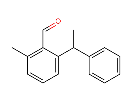 Molecular Structure of 1450728-42-3 (2-methyl-6-(1-phenylethyl)benzaldehyde)