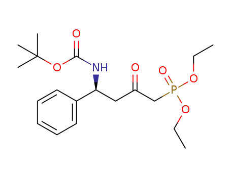 Molecular Structure of 1425666-97-2 ((S)-tert-butyl [4-(diethoxyphosphoryl)-3-oxo-1-phenylbutyl]carbamate)