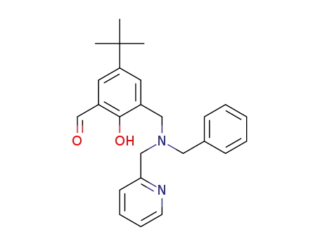 Molecular Structure of 1434536-31-8 (3-((benzyl(pyridin-2-ylmethyl)amino)methyl)-5-(tert-butyl)-2-hydroxybenzaldehyde)