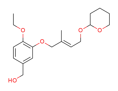 Molecular Structure of 1401238-64-9 ((E)-[4-ethoxy-3-({2-methyl-4-[(tetrahydro-2H-pyran-2-yl)-oxy]but-2-en-1-yl}oxy)phenyl]methanol)