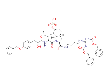 (2S,3aS,6R,7aS)-1-((2R,3S)-2-((R)-3-(4-(benzyloxy)phenyl)-2-(hydroxy)propanamido)-3-methylpentanoyl)-2-((4-(2,3-dibenzyloxycarbonyl)guanidinobutyl)carbamoyl)octahydro-1H-indol-6-yl hydrogen sulfate