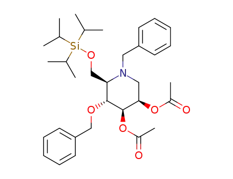 (R,R,R,R)-N<sup>(1)</sup>-benzyl-2-[(triisopropylsilyloxy)methyl]-3-benzyloxy-4,5-diacetoxypiperidine