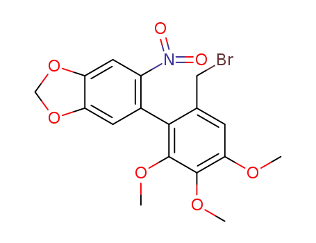 Molecular Structure of 1407590-19-5 (3,4,5-trimethoxy-2-(3,4-methylenedioxy-6-nitrophenyl)bromomethylbenzene)