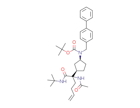 tert-butyl (1S,3S)-3-{(2-acetamido-1-(tert-butylamino)-1-oxo-hex-5-en-2-yl)cyclopentyl-[1,1'-biphenyl]-4-ylmethyl}-carbamate