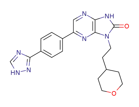 6-(4-(1H-1,2,4-triazol-3-yl)phenyl)-1-(2-(tetrahydro-2H-pyran-4-yl)ethyl)-1H-imidazo[4,5-b]pyrazin-2(3H)-one