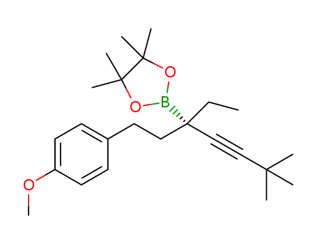 Molecular Structure of 1437709-20-0 ((R)-2-(3-ethyl-6,6-dimethyl-1-phenylhept-4-yn-3-yl)-4,4,5,5-tetramethyl-1,3,2-dioxaborolane)