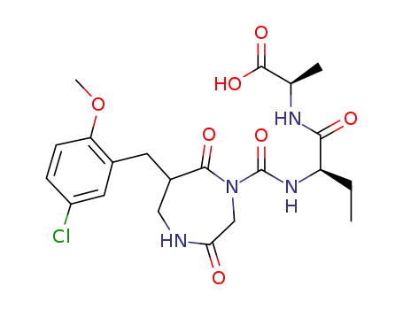 D-Alanine,
N-[(2R)-2-[[[6-[(5-chloro-2-methoxyphenyl)methyl]hexahydro-3,7-dioxo-1
H-1,4-diazepin-1-yl]carbonyl]amino]-1-oxobutyl]-
