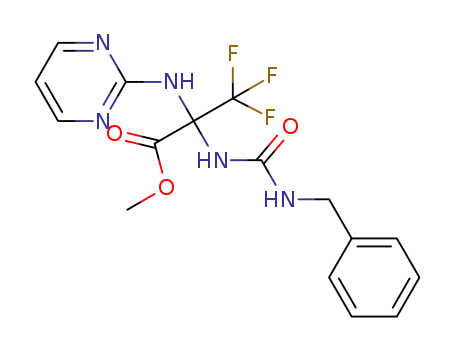 Molecular Structure of 1447564-27-3 (methyl 2-(3-benzylcarbamoylamino)-2-(pyrimidin-2-ylamino)-3,3,3-trifluoropropionate)
