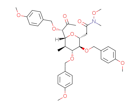 2-{(2R,3R,4R,5R,6R)-3,4-Bis-(4-methoxy-benzyloxy)-6-[(S)-1-(4-methoxy-benzyloxy)-2-oxo-propyl]-5-methyl-tetrahydro-pyran-2-yl}-N-methoxy-N-methyl-acetamide