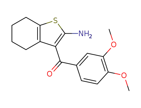 Molecular Structure of 244298-89-3 ((2-amino-4,5,6,7-tetrahydrobenzo[b]thiophen-3-yl)-(3,4-dimethoxyphenyl)methanone)
