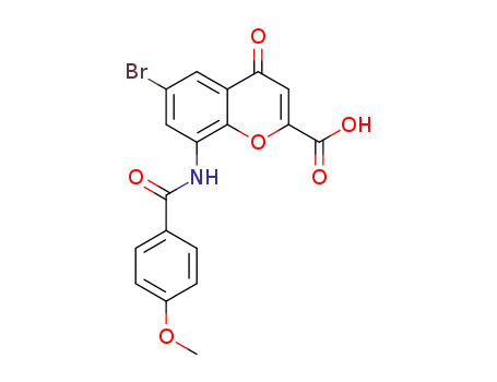 Molecular Structure of 1443367-20-1 (6-bromo-8-(4-methoxybenzamido)-4-oxo-4H-chromene-2-carboxylic acid)