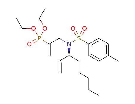 Molecular Structure of 1446671-28-8 ((S)-(1-{[tosyl(1-vinylhexyl)amino]methyl}vinyl)phosphonic acid diethyl ester)