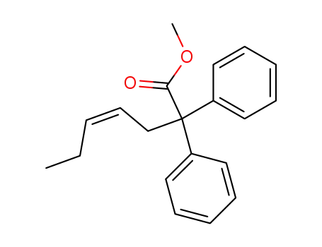 Molecular Structure of 752207-00-4 (methyl (Z)-2,2-diphenyl-4-heptenoate)