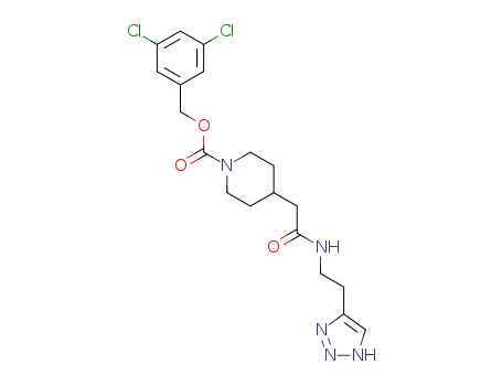 Molecular Structure of 1613514-05-8 (3,5-dichlorobenzyl 4-(2-((2-(1H-1,2,3-triazol-4-yl)ethyl)amino)-2-oxoethyl)piperidine-1-carboxylate)