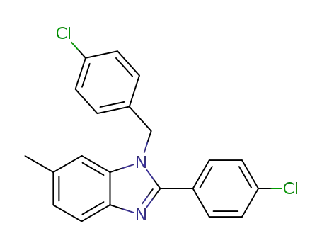 Molecular Structure of 77314-38-6 (1-(4-chlorobenzyl)-2-(4-chlorophenyl)-6-methyl-1H-benzimidazole)