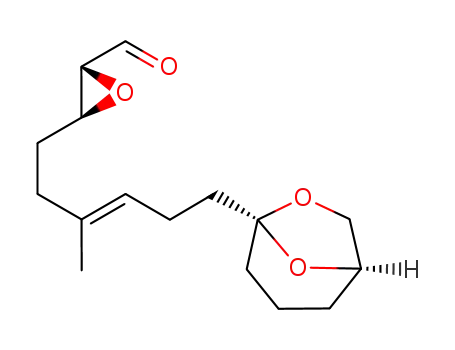 Molecular Structure of 834916-65-3 (Oxiranecarboxaldehyde,
3-[(3E)-6-(1R,5R)-6,8-dioxabicyclo[3.2.1]oct-5-yl-3-methyl-3-hexenyl]-,
(2R,3S)-)