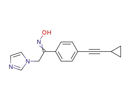 Molecular Structure of 1458783-48-6 (1-[4-(2-cyclopropylethynyl)phenyl]-2-imidazol-1-ylethanone oxime)