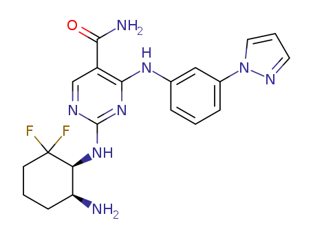 4-((3-(1H-pyrazol-1-yl)phenyl)amino)-2-(((1S,6S)-6-amino-2,2-difluorocyclohexyl)amino)pyrimidin-5-carboxamide