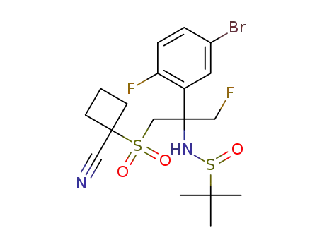 N-(2-(5-bromo-2-fluorophenyl)-1-((1-cyanocyclobutyl)sulfonyl)-3-fluoropropan-2-yl)-2-methylpropane-2-sulfinamide