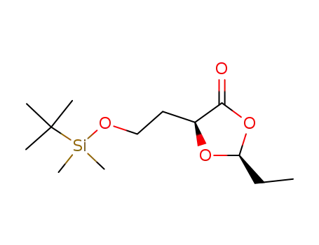 Molecular Structure of 488703-66-8 (1,3-Dioxolan-4-one,
5-[2-[[(1,1-dimethylethyl)dimethylsilyl]oxy]ethyl]-2-ethyl-, (2S,5S)-)