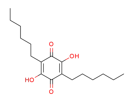 Molecular Structure of 28293-18-7 (2,5-dihexyl-3,6-dihydroxycyclohexa-2,5-diene-1,4-dione)