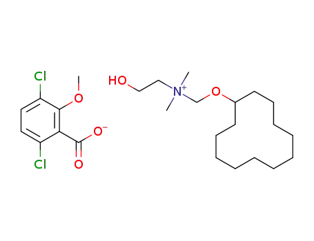 Molecular Structure of 1449040-86-1 (cyclododecyloxymethyl(2-hydroxyethyl)dimethylammonium 3,6-dichloro-2-methoxybenzoate)