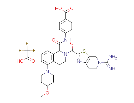 4-(2-(5-carbamimidoyl-4,5,6,7-tetrahydrothiazolo[5,4-c]pyridine-2-carbonyl)-5-(4-methoxypiperidin-1-yl)-1 ,2,3,4-tetrahydroisoquinoline-1-carboxamido)benzoic acid trifluoroacetate